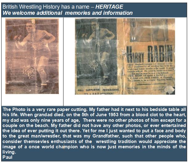 Harry Rabone Harry Rabin – Wrestling Heritage